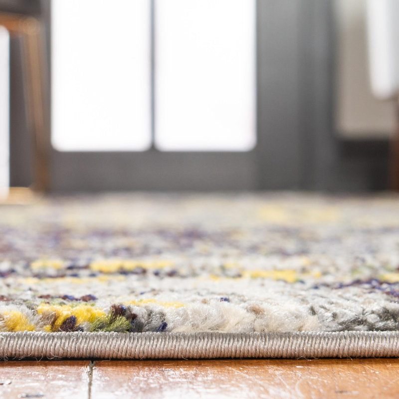 Eddins Washable Abstract Indoor Rug, Round 8'