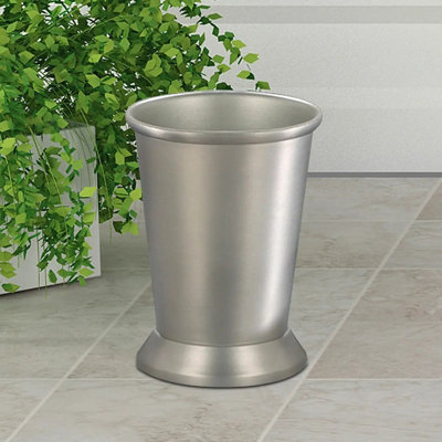 Stainless Steel Bathroom Tumbler Cup | Decorative Rinse Cup | Toothbrush & Makeup Brush Holder for Vanity Countertops,Sink & Desk | Pewter Finish