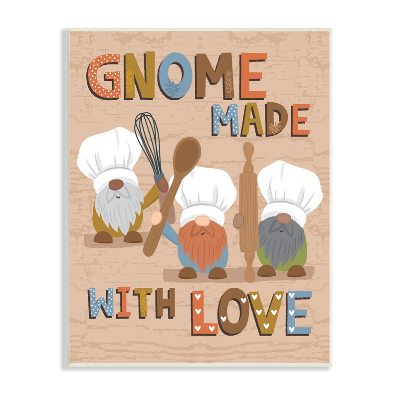 Gnome Made With Love, Plaque murale, H 13 po x l 19 po