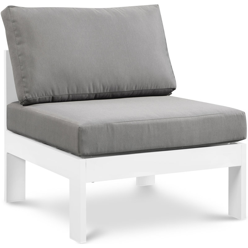 Lajoy Aluminum Outdoor Armless Lounge Chair, White, Gray