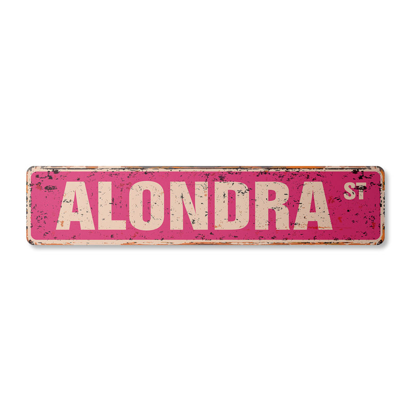 Plaque de rue Alondra en aluminium 4 po x 18 po