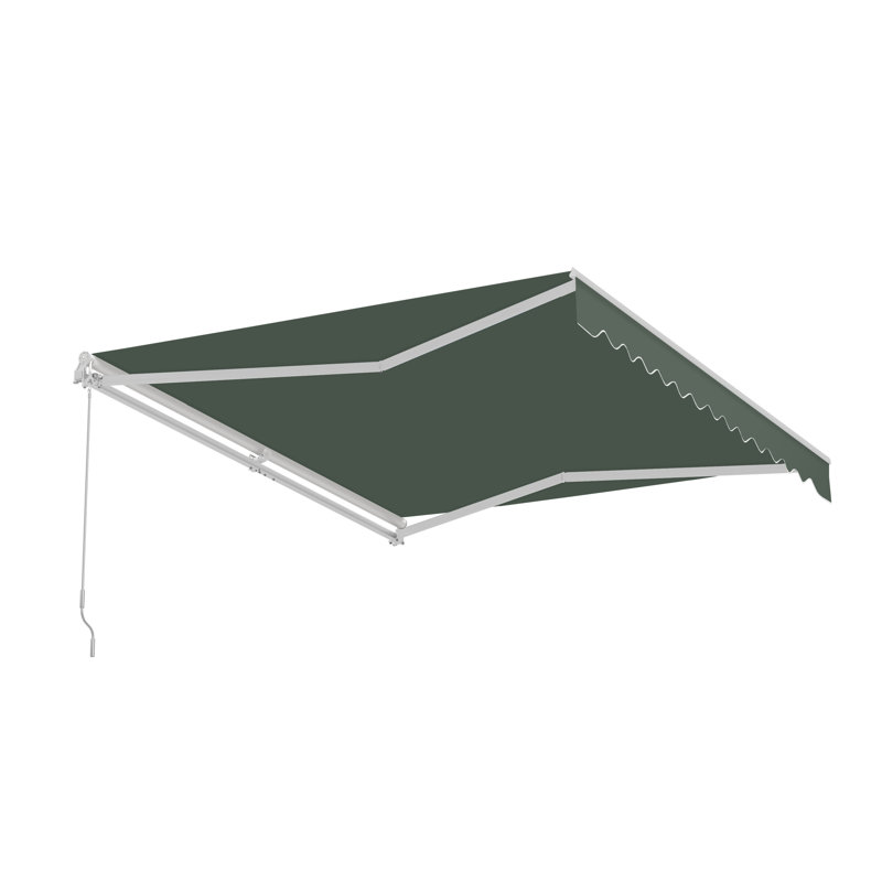 ALEKO Motorized Retractable Outdoor Awning with White Frame, 12' W x 10' D, Forest Green