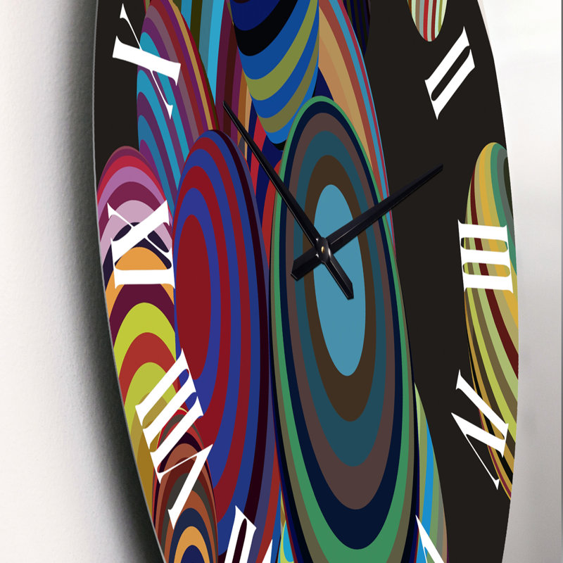 Illustration 3D de sphères multicolores I - horloge murale moderne, Petit