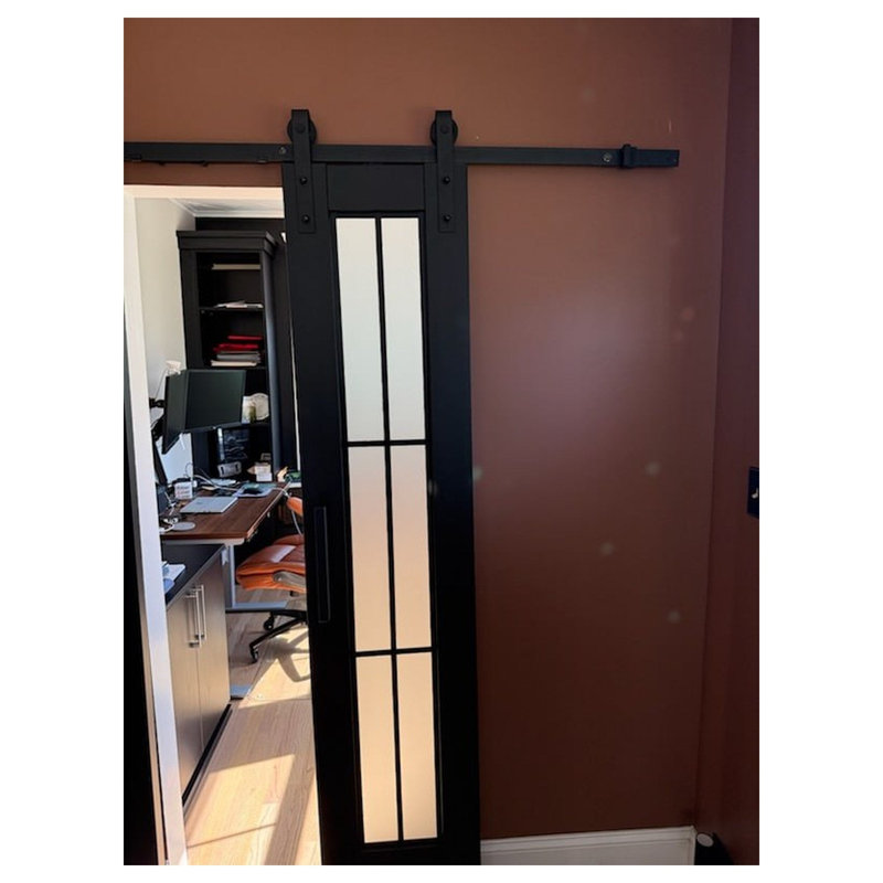 Porte de grange double robuste avec verre transparent | Lucia 2366 | Ensemble lourd de cintres en acier inoxydable 13 pi | Portes intérieures à panneau plein - Rail argenté - Verre transparent