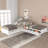 L-shaped Twin Platform Bed with Trundle, Drawers, and Built-in Desk for Space-Saving and Multi-Functional Use in White