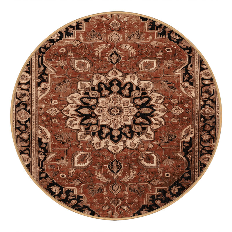 Tapis brun lavable à la machine, Rond 7 pi