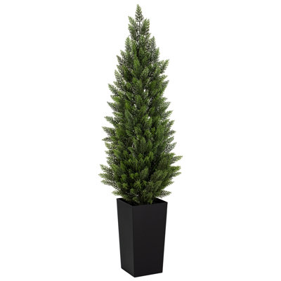 5FTArtificial Cypress Cedar Fake Tree, Dense Foliage Artificial Trees for Indoors, Conical Green Artificial Shrubs for Indoors Home Entryway Table Decor(Pack of 2)
