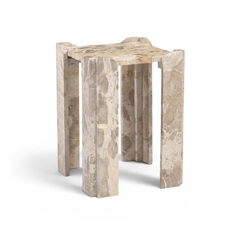 Table de bout / d'appoint en marbre véritable beige Abe, Beige