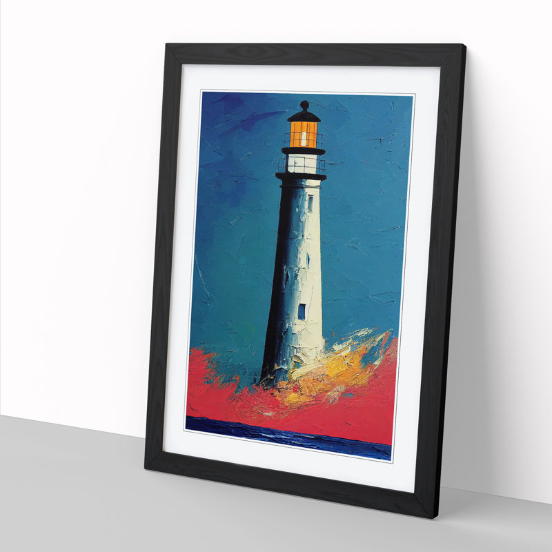 Navin Lighthouse Painted Vol.6 - Picture Frame Print, 64cm H x 46cm W x 2cm D, Walnut
