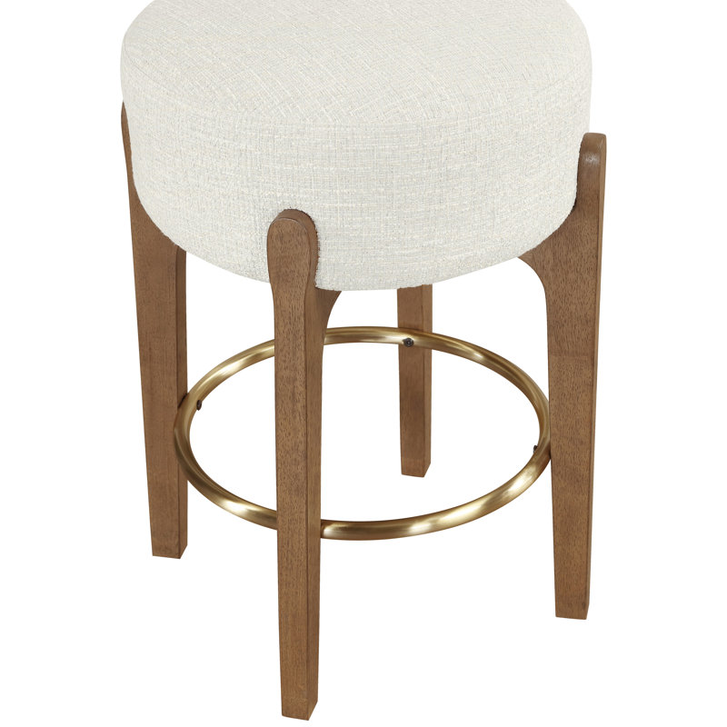 Tabouret de comptoir rembourré en tissu Maud, Siège crème / cadre noir, Brown