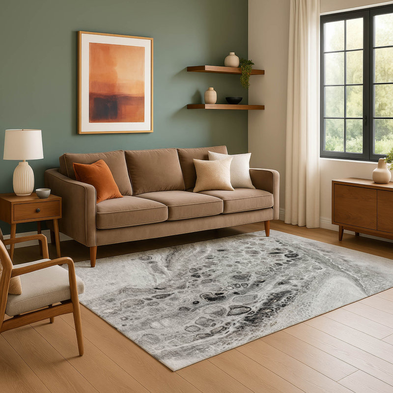 Tapis abstrait lavable à la machine de qualité supérieure Mayfield AMF1934, Rectangle 2 pi 6 po x 3 pi 10 po