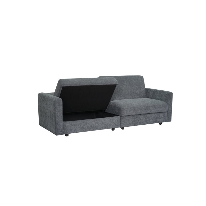 HideAway Sofa Bed Convertible 3-Seater Fabric Sofa with Dual Hidden Storage Compartments, Charcoal