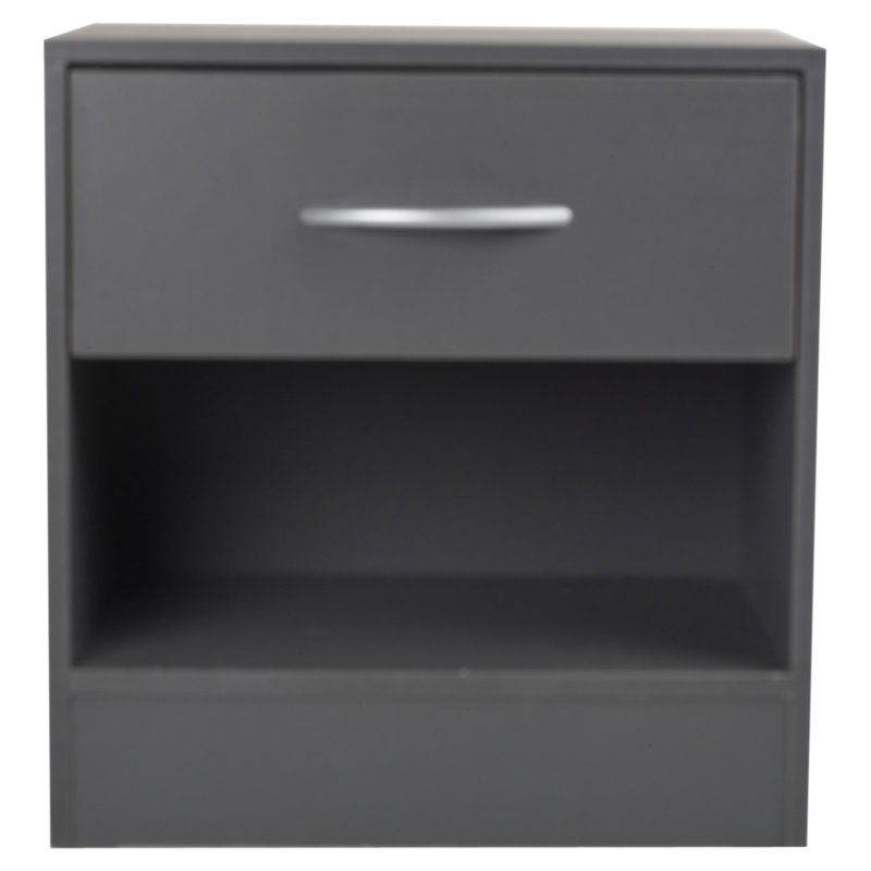 Antona 39cm W Manufactured Wood Bedside Table, Dark Grey