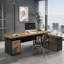 Bureau en bois massif à 3 tiroirs Burlywood, bureau Burlywood-583292973-583292961