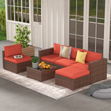 Eudy Wicker 4 - Person Modular Patio Conversation Sets with Cushions