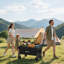 Chariot pliable pliable, chariot de jardin utilitaire, noir