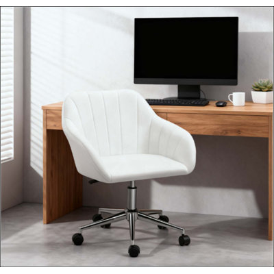 Faux Leather Office Chair, Adjustable Swivel Design For Home Office, Sleek Modern Look & Comfy Seating