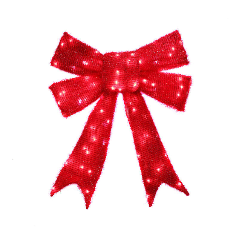 Lighted Red Bow Indoor/Outdoor Decor, 30" H x 24.8" W x 6.3" D