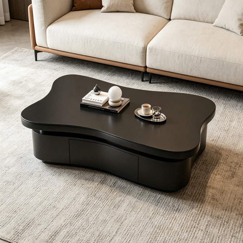 Creative Small Apartment Arc Slate Coffee Table, 12.99" H x 39.37" W x 23.62" D