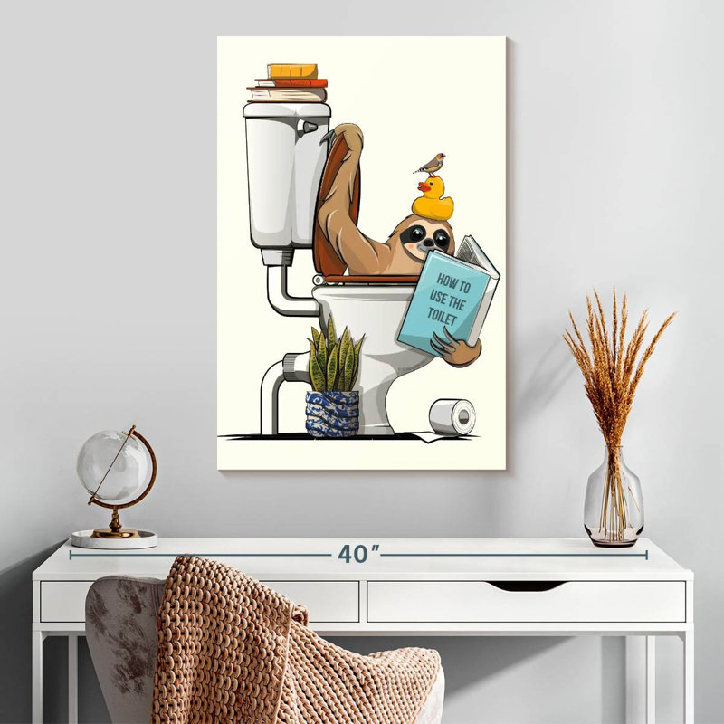 Paresseux dans la toilette, H 30 po x l 20 po
