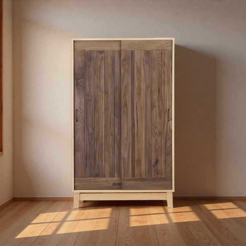 Armoire à portes coulissantes en bois massif nord-américain, Noyer