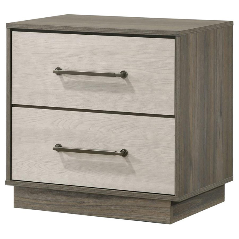2-Drawer Nightstand Bedside Table Grey Oak