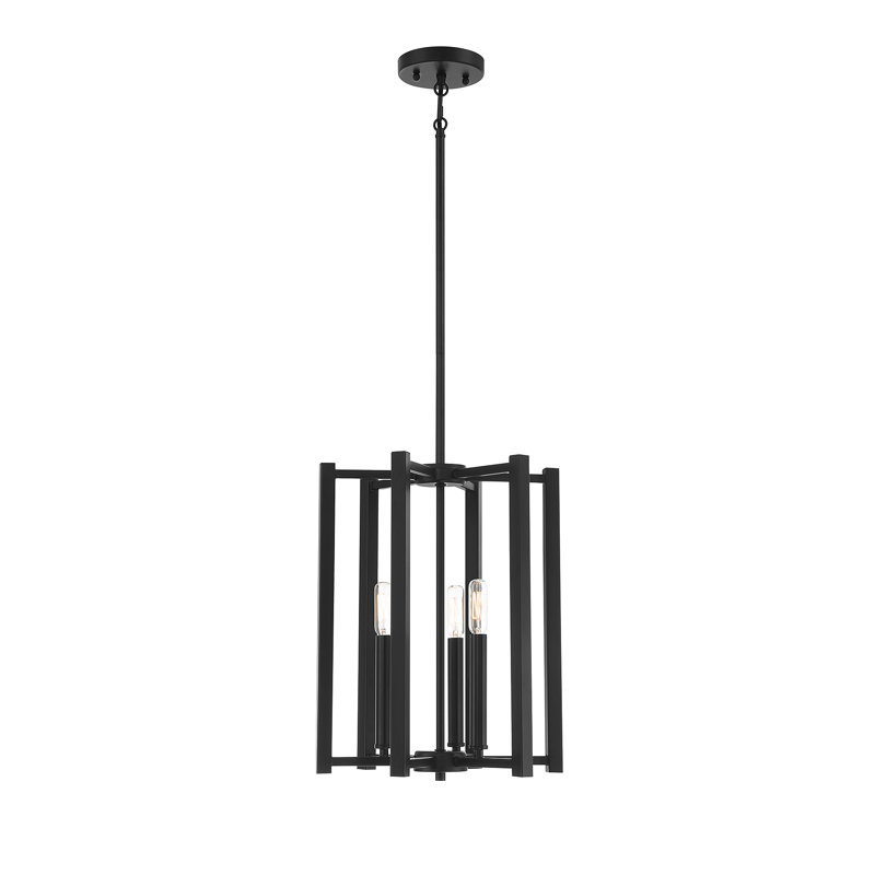 Luminaire suspendu carré Brenton, H 16,5 po x l 13 po x P 13 po, Noir mat, Trois lumières
