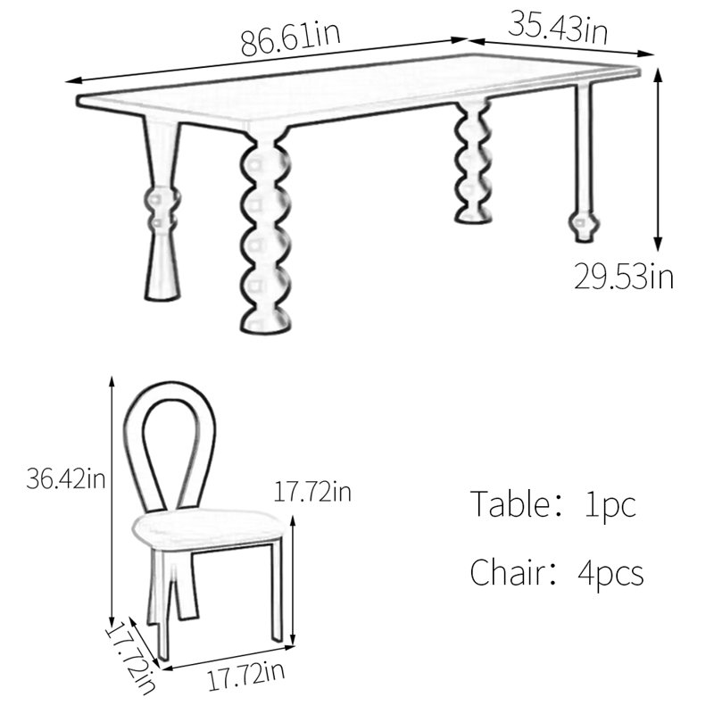 Ensemble de table de salle à manger noir unique en bois massif de frêne, H 29,53 po x L 86,61 po x l 35,43 po