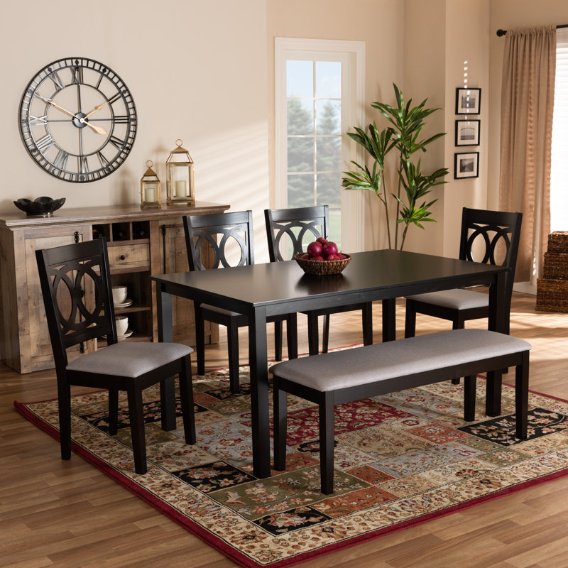 6 - Person Four Leg Dining Set, Light Gray