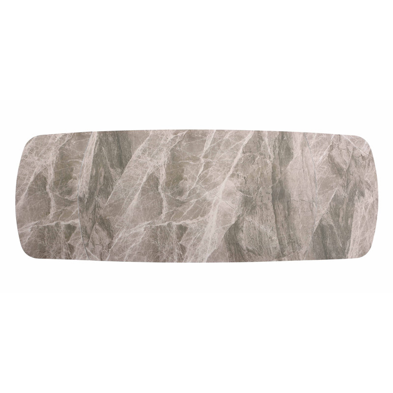 Elegant Extendable Faux Marble Dining Table with Brass Pedestal Base