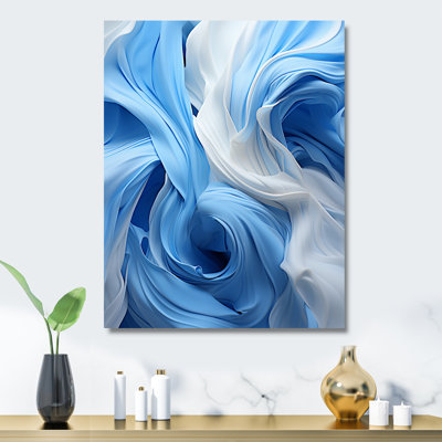 Blue And White Abstract Spiral Cyclone Tranquility - Abstract Spirals Metal Wall Art