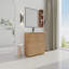 Meuble-lavabo autoportant de 40 po avec lavabo en céramique, 2 portes à fermeture douce et support de rangement, contreplaqué, contreplaqué