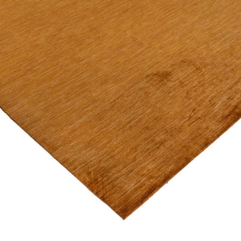 Camel Solid Wool Silk Blend Rug - 6' x 9'