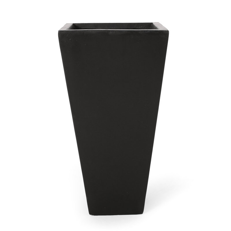 13" Outdoor Cast Stone Planter, Black - Tapered, Long-Lasting Material, 12.87" X 25.37 To Harsh Conditions,, Red