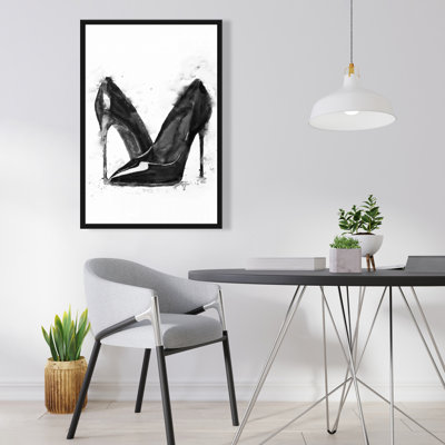 Black High Heels Shoes - Minimalist Bedroom Canvas Decor