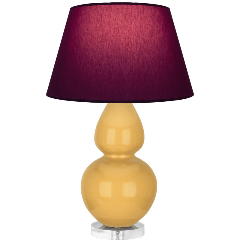 Double Gourd Table Lamp, Navy/Gray, Daisy Glazed/Silver