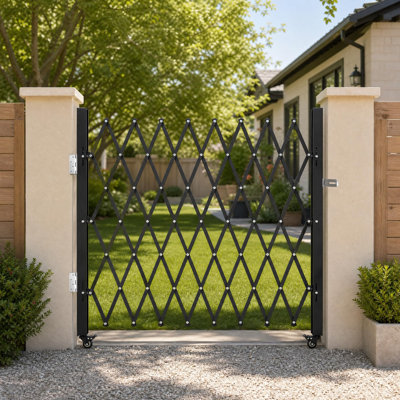 Double barrière de sécurité pliante robuste, H 63,39 po x l 71 po Clés de barricade en acier pour garage