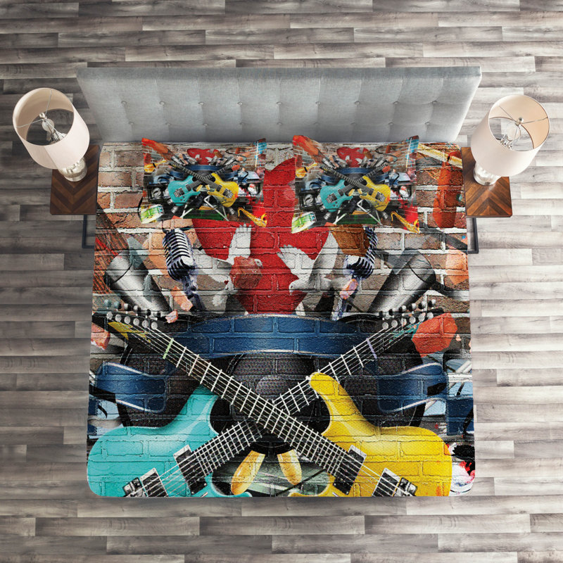 Music Traditional Coverlet, King Bedspread + 2 Shams