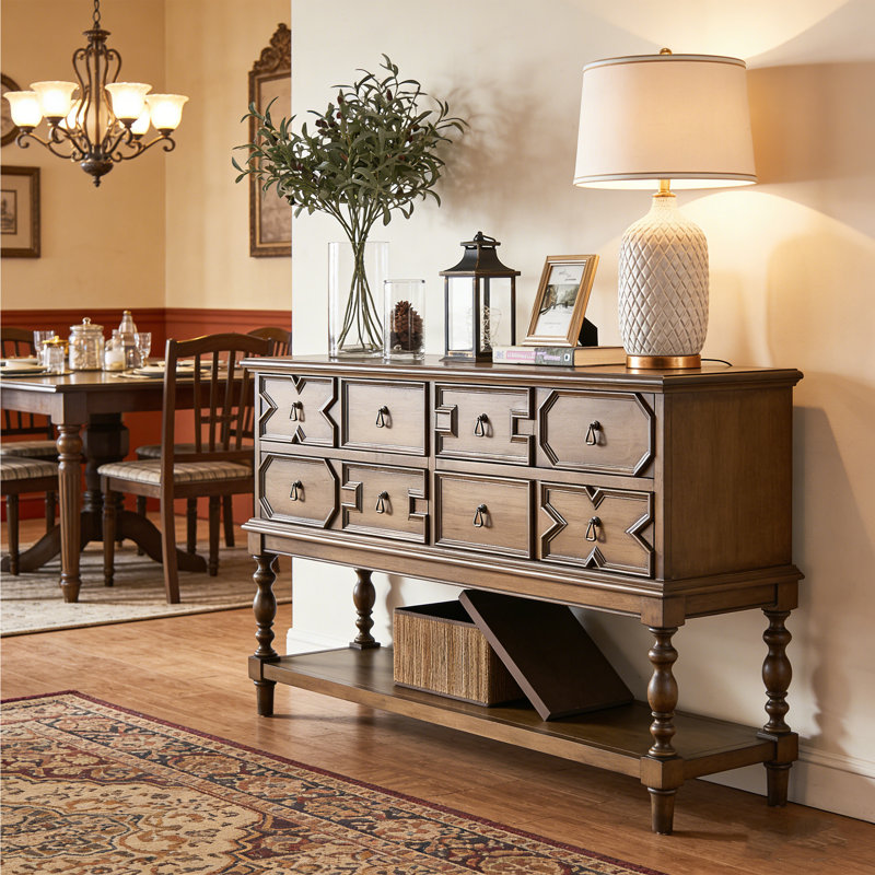 Console en bois de style américain., H 37 po x l 55 po x P 14,9 po