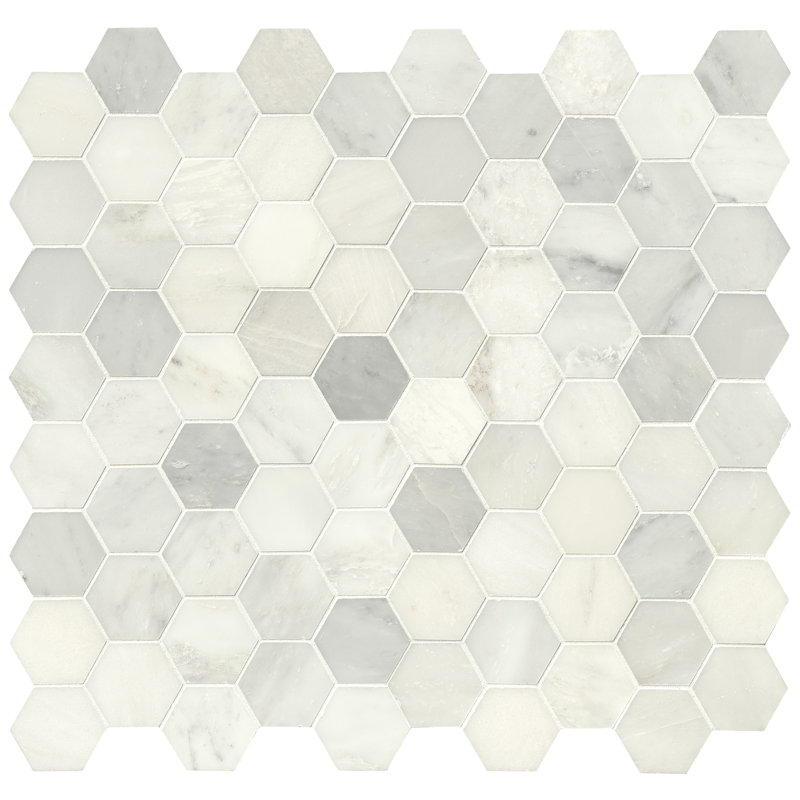 Greecian 3" x 3" Marble Honeycomb Mosaic Wall & Floor Tile