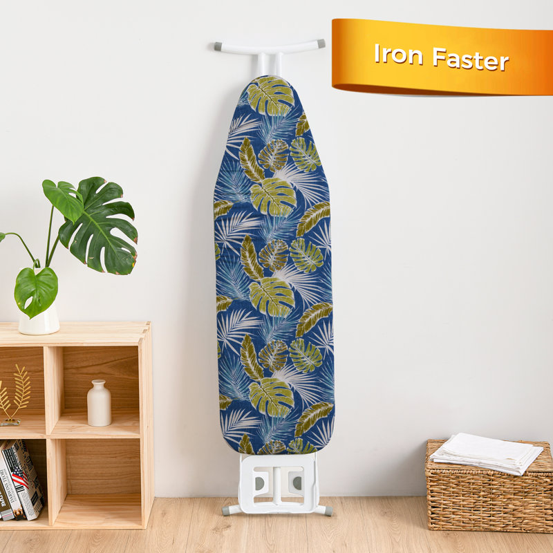 Ironing Board Cover, 100% Cotton with Thick Felt, Resists Scorching & Staining, Adjustable Fastener, 124x38cm