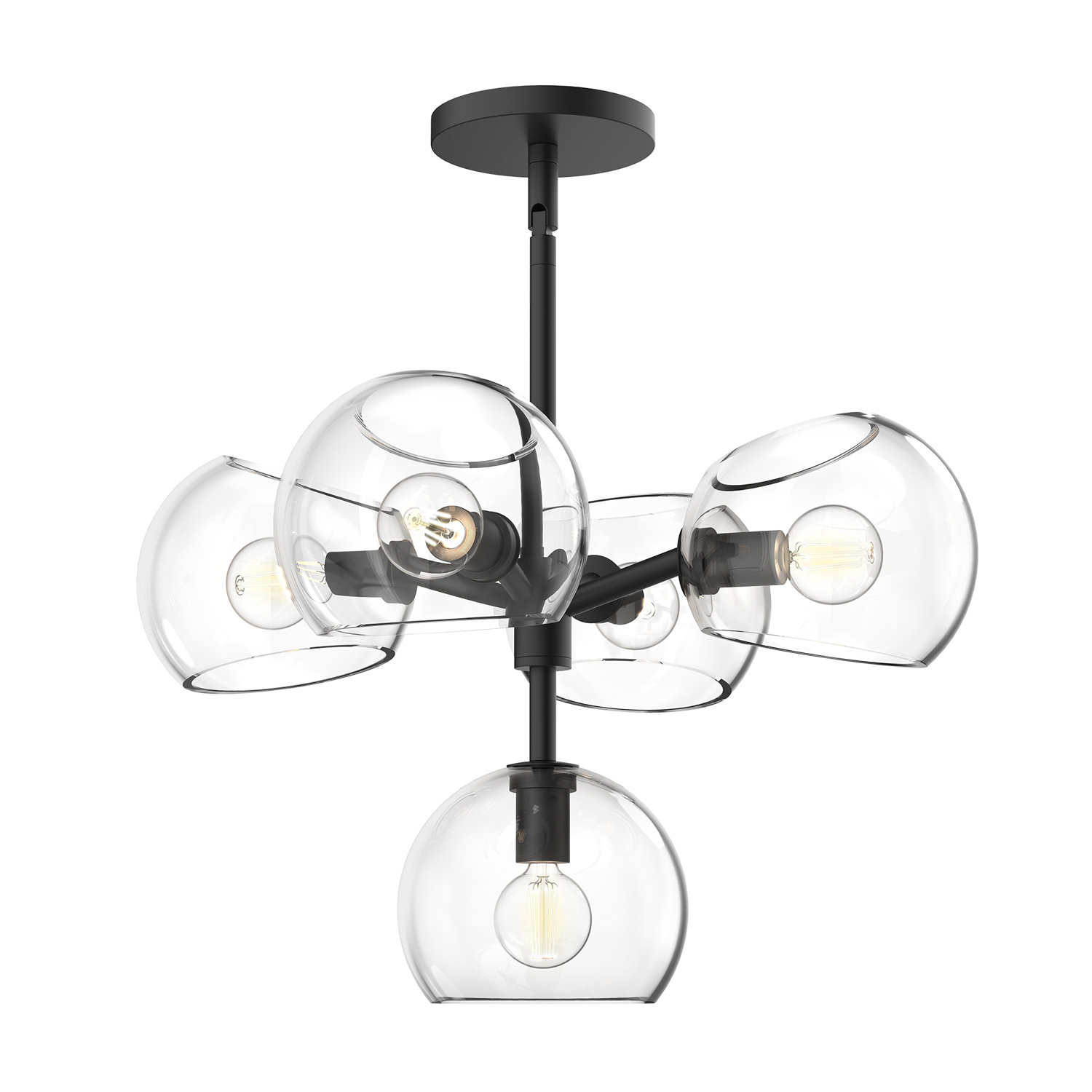 Willow 5 - Light Sputnik Chandelier, Clear, Matte Black
