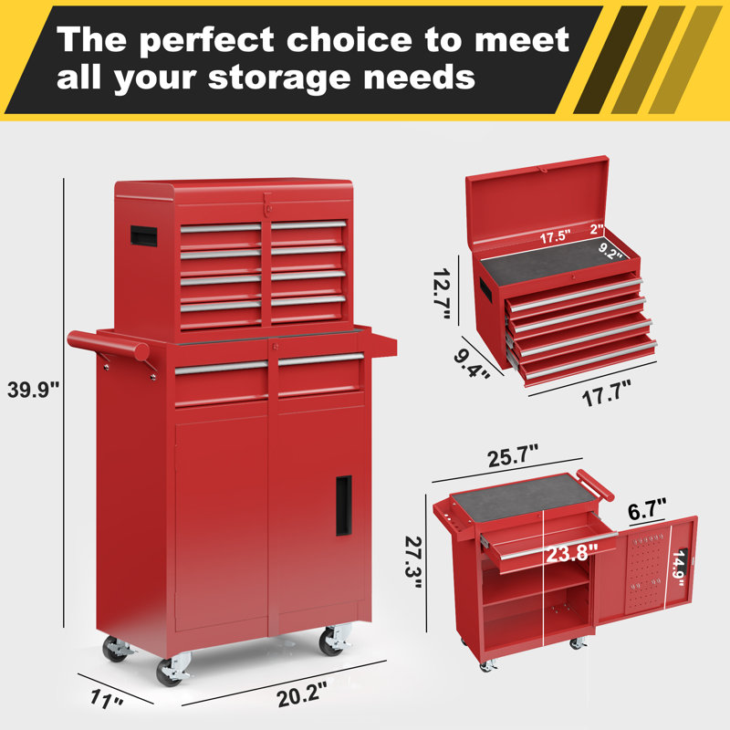 Tool Chest, 5-Drawer Rolling Tool Chests & Cabinets, Red