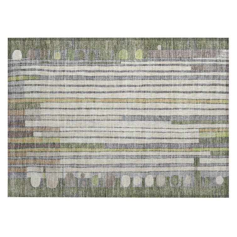 Machine Washable Indoor/Outdoor Husby ACN2189 Geometric Rug