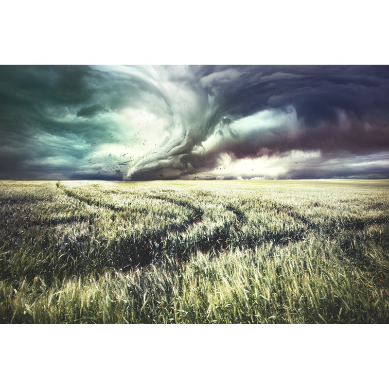 Tornado In Countryside Field by Aleksle - No Frame Art Prints on Canvas, 51cm H x 76cm W