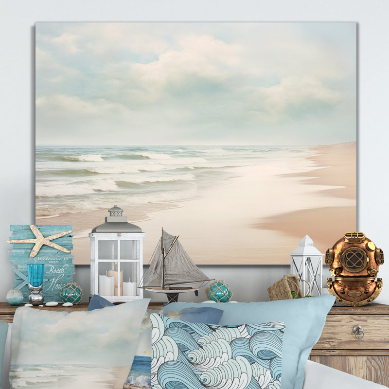 Minimalisme plage paysage VI - Nautique et plage, impressions sur métal, H 16 po x l 32 po x P 1 po
