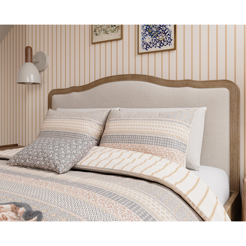 Folk Stripe Cover Set, Single Duvet Cover + 1 Pillowcase, Gold