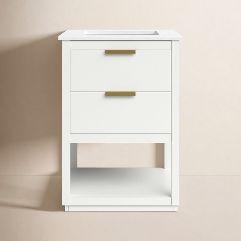 Felicity 24'' Single Bathroom Vanity with Engineered Marble Top, Blue