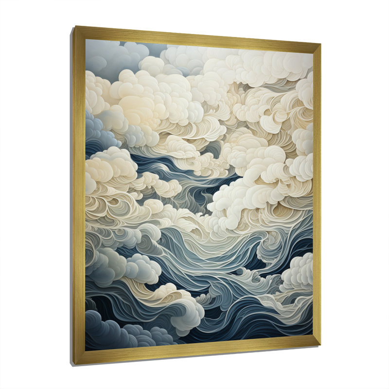 " Clouds Grey Skies I ", 32" H x 16" W x 1" D, Gold Picture Framed
