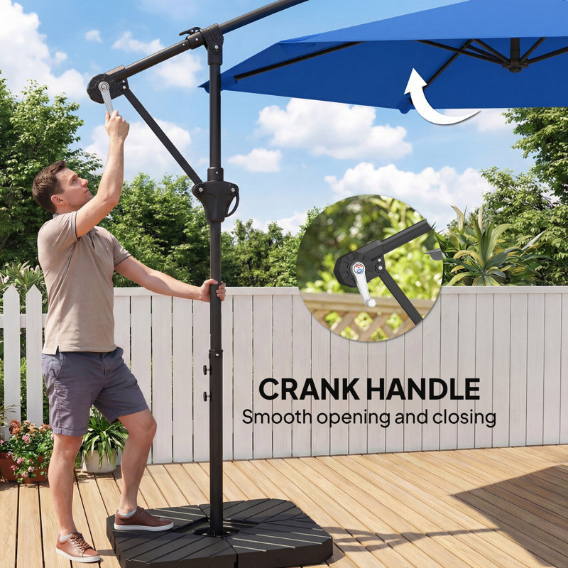 Parasol excentré 9,7 pi avec poids à remplir, bleu marine, Marine